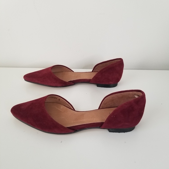 J. Jill Burgundy Suede D'Orsay Slip on Pointed Toe Flat Shoes Size 6 - Picture 9 of 9